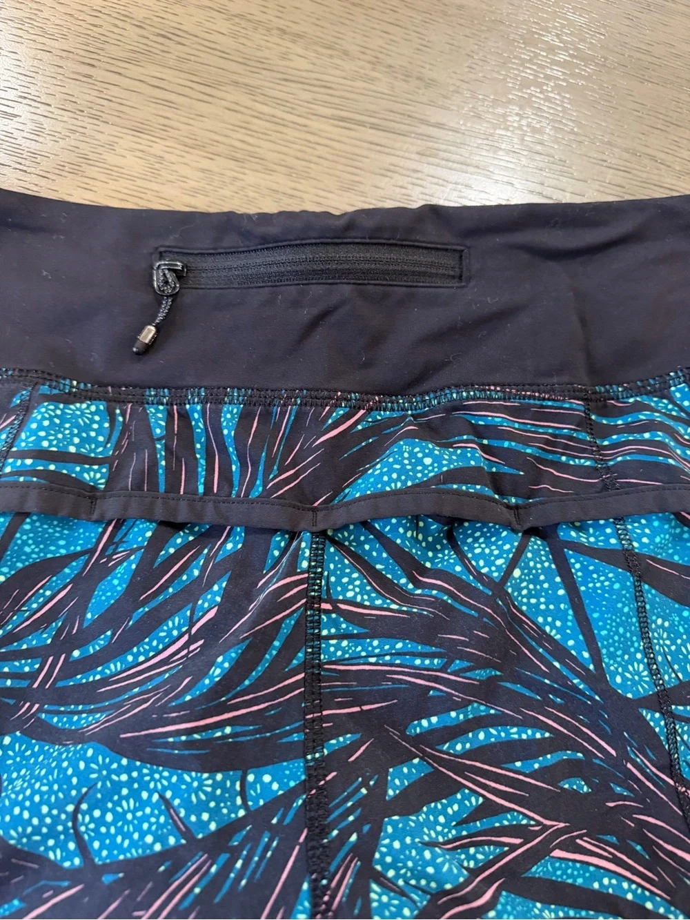 lululemon athletica Teal and Black Printed Run Shorts